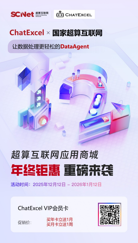 ChatExcel联袂国家超算互联网,启动“智能数据双十二”年度钜惠