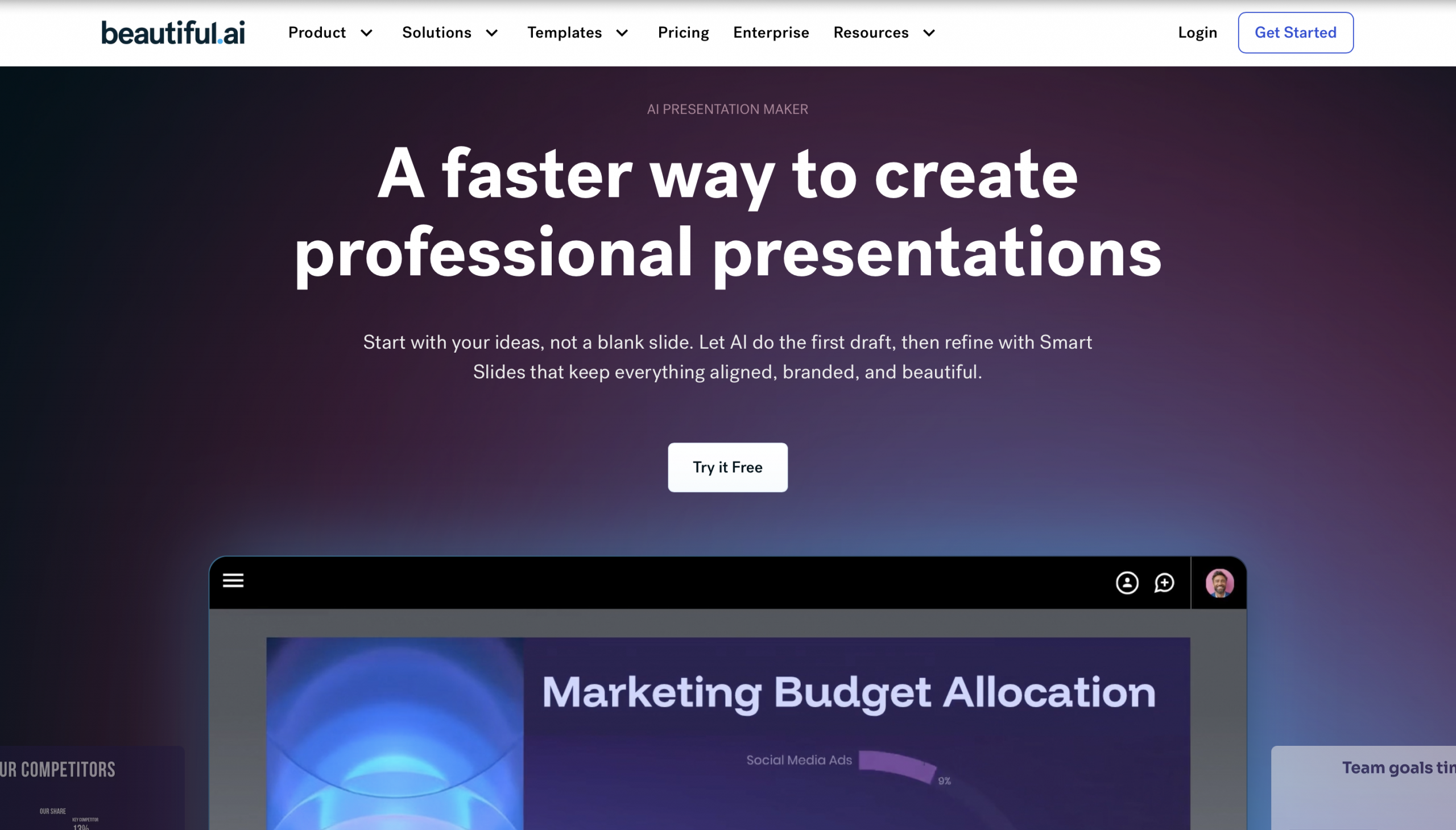 Beautiful.ai专业PPT设计界面