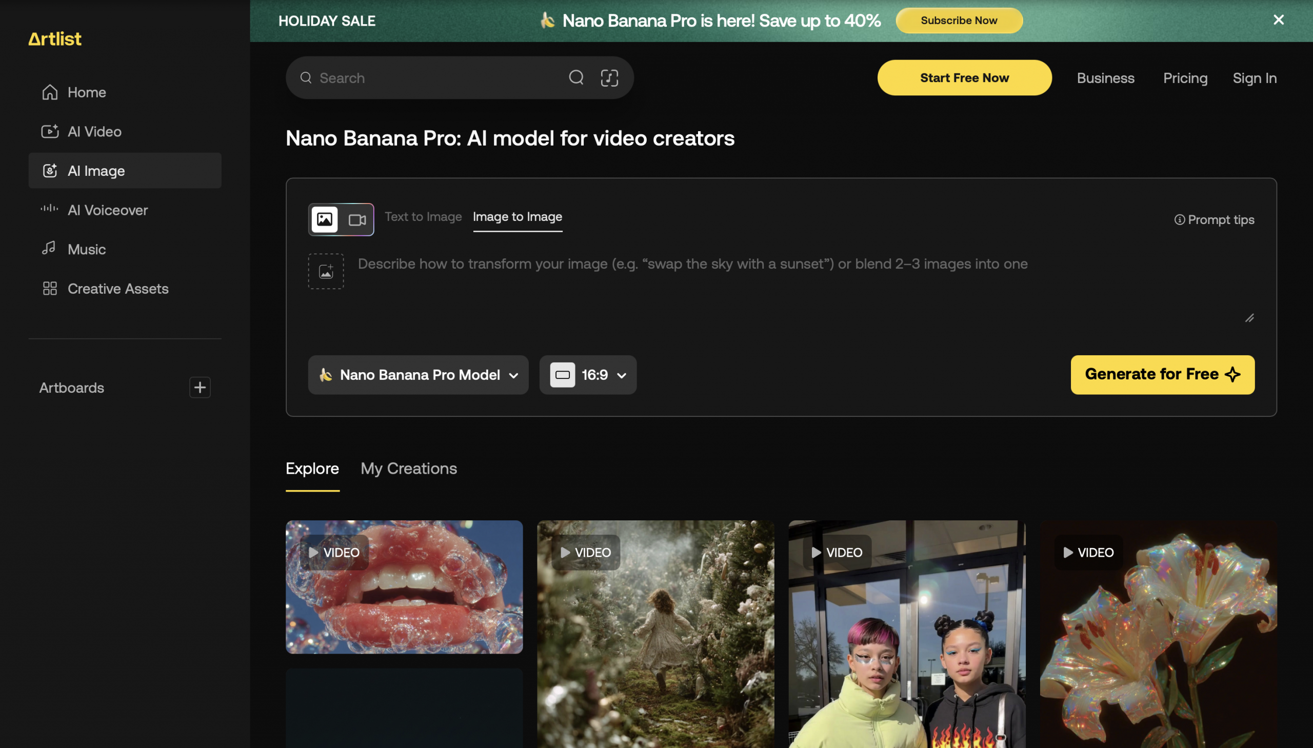 Nano Banana Pro视觉生成界面