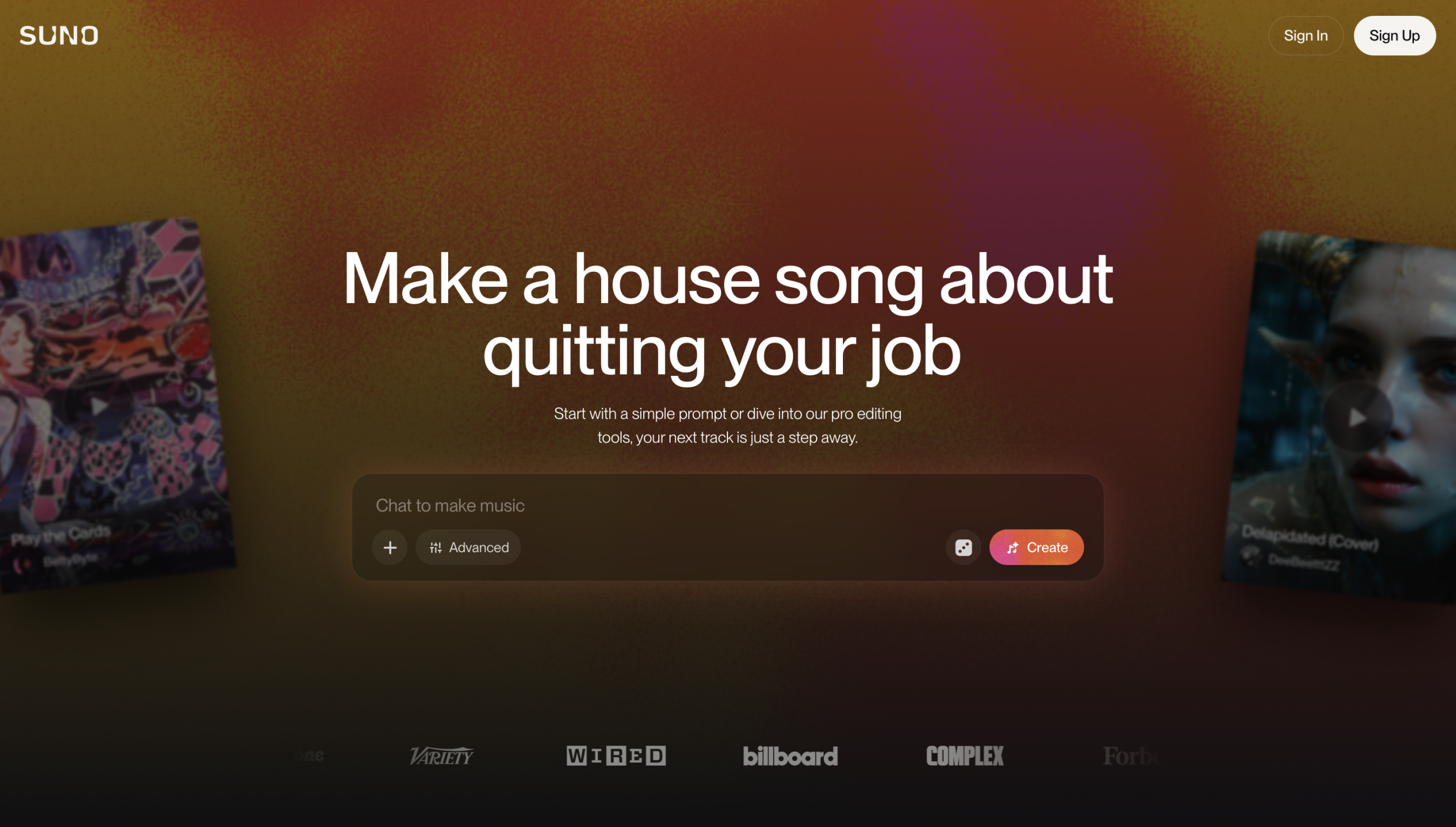 Suno AI音乐生成界面