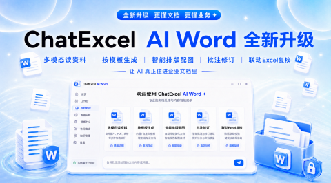 ChatExcel AI Word 升级：多模态读资料、按模板生成、智能排版配图，还能批注修订和联动Excel 复核